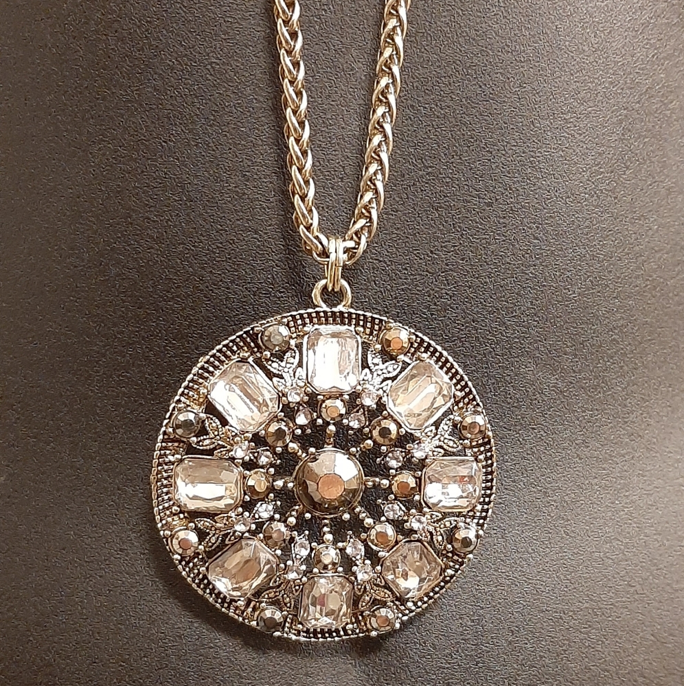 Vintage Nancy & Rise Lavender Rhinestone and Marcaisite Statement Necklace